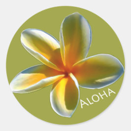 Adesivo Redondo Plumeria com Aloha