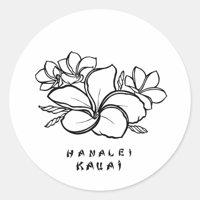 Adesivo Redondo Plumeria Stickers Hanalei, Kauai (Frente)