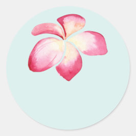 Adesivo Redondo Plumeria Tropical Pink Weding Favor Stickers