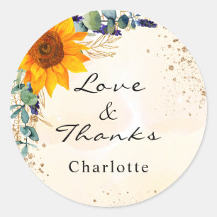 Adesivo Redondo Pó de brilho de eucalipto de girassol monograma ob