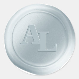 Adesivo Redondo Pó Vinhetas de Casamento de Monograma de Cera Azul