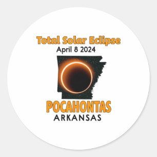 Adesivo Redondo Pocahontas Arkansas Total Eclipse Solar 2024