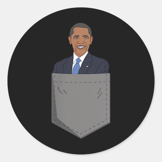 Adesivo Redondo Pocket Obama (Frente)