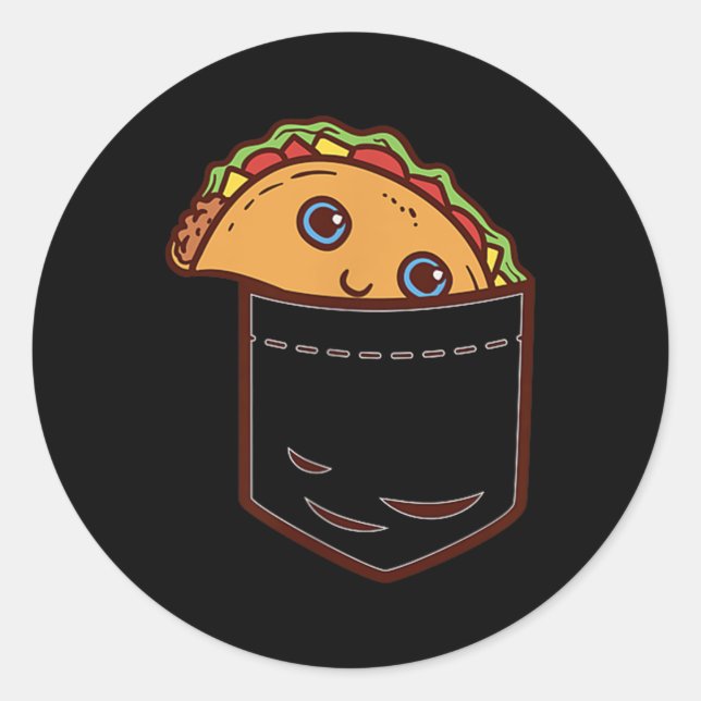 Adesivo Redondo Pocket Taco Terça-feira Cinco de Mayo Comida Foo M (Frente)