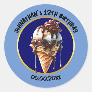 Adesivo Redondo Poço de sorvete de chocolate cascata perfurações c