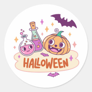 Adesivo Redondo Poções mágicas do Halloween de Kawaii