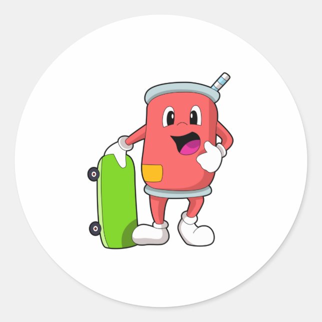 Adesivo Redondo Pode como skater com skate (Frente)