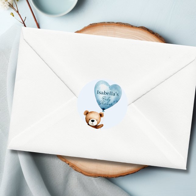 Adesivo Redondo Podemos Chatear Chá de fraldas (We Can Bearly Wait Boy Baby Shower Classic Round Sticker)