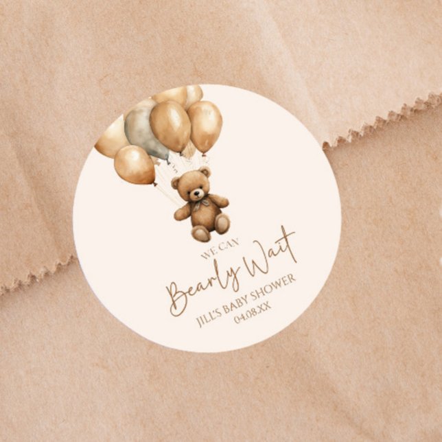 Adesivo Redondo Podemos Esperar Boho Teddy Bear Chá de fraldas (Criador carregado)