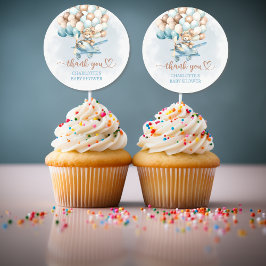 Adesivo Redondo Podemos Esperar Chá de fraldas De Balões Azuis