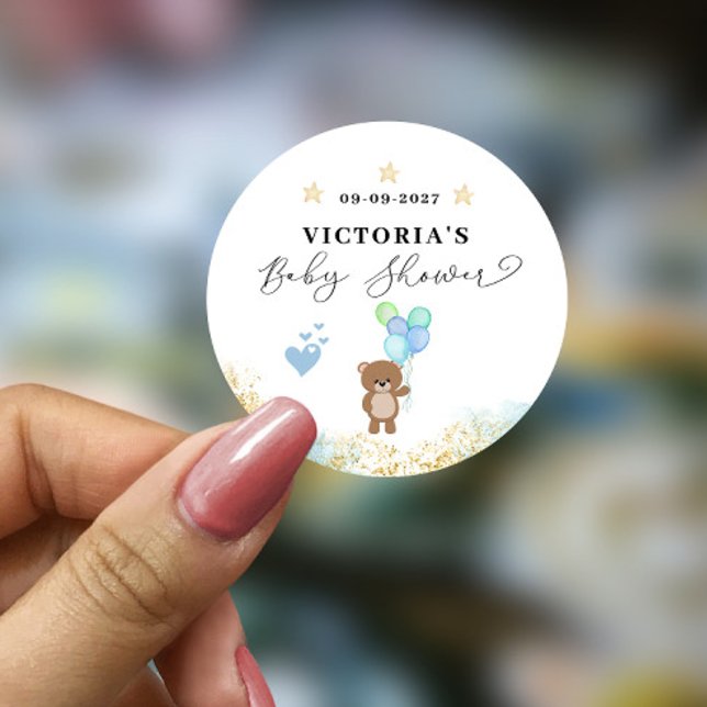 Adesivo Redondo Podemos esperar Chá de fraldas de boas-vindas (Criador carregado)