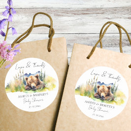 Adesivo Redondo Podemos esperar chá de fraldas obrigado que você f