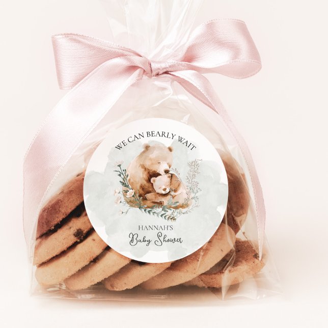 Adesivo Redondo Podemos Esperar O Chá de fraldas Do Urso De Teddy (Criador carregado)