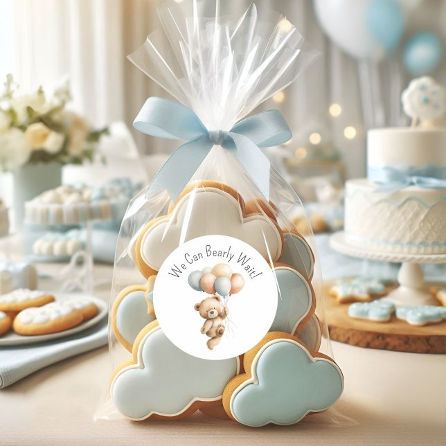 Adesivo Redondo Podemos Esperar Um Chá de fraldas De Garoto De Urs (Criador carregado)