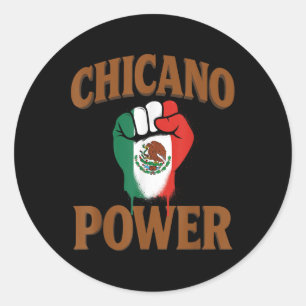 Adesivo Redondo Poder Chicano Bandeira Mexicana México Marrom Lati