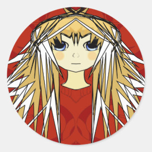 Adesivo Redondo Poder da menina do Anime