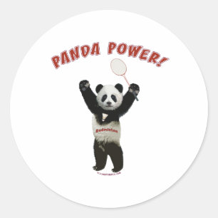 Adesivo Redondo Poder da panda do Badminton
