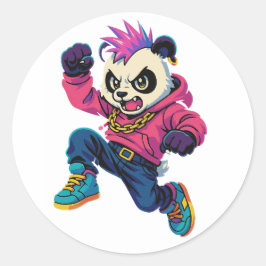 Adesivo Redondo Poder do Panda Punk