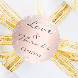 Adesivo Redondo Poeira brilhante prateada dourada rosa agradecimen