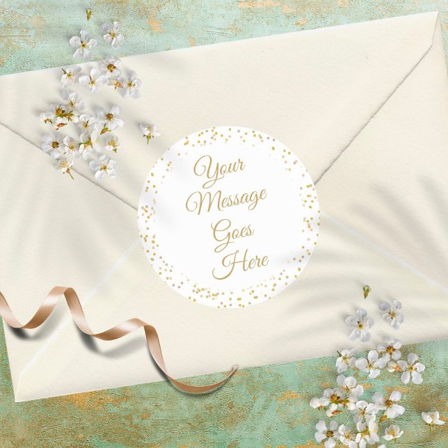 Adesivo Redondo Poeira Dourada Elegância Caligrafia (Criador carregado)