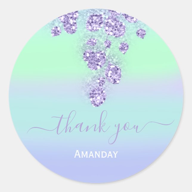 Adesivo Redondo Poeira Floral Azul Brilho Noiva Nome  Sweet 16º (Frente)