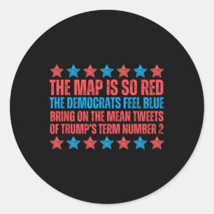 Adesivo Redondo Poema da Eleição de Trump Mapa Vermelho Inauguraçã