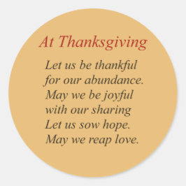 Adesivo Redondo Poema de Ação de Graças em Cores de Queda