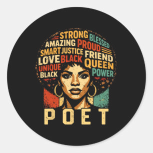 Adesivo Redondo Poeta Mês da História Negra Arte Orgulho Negro Pod
