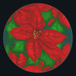 Adesivo Redondo Poinsetta Christmas Sticker<br><div class="desc">Design coordenada com a série de Natal de Poinsetta</div>