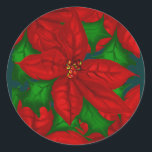 Adesivo Redondo Poinsetta Christmas Sticker<br><div class="desc">Design coordenada com a série de Natal de Poinsetta</div>