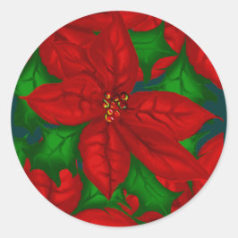 Adesivo Redondo Poinsetta Christmas Sticker