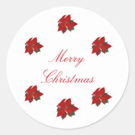 Adesivo Redondo Poinsettia Christmas Floral Classker Round Sticker