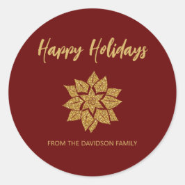 Adesivo Redondo Poinsettia Felizes Feriados Gliters Natal