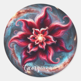 Adesivo Redondo Poinsettia Galáxia Floral Festiva Personalizada