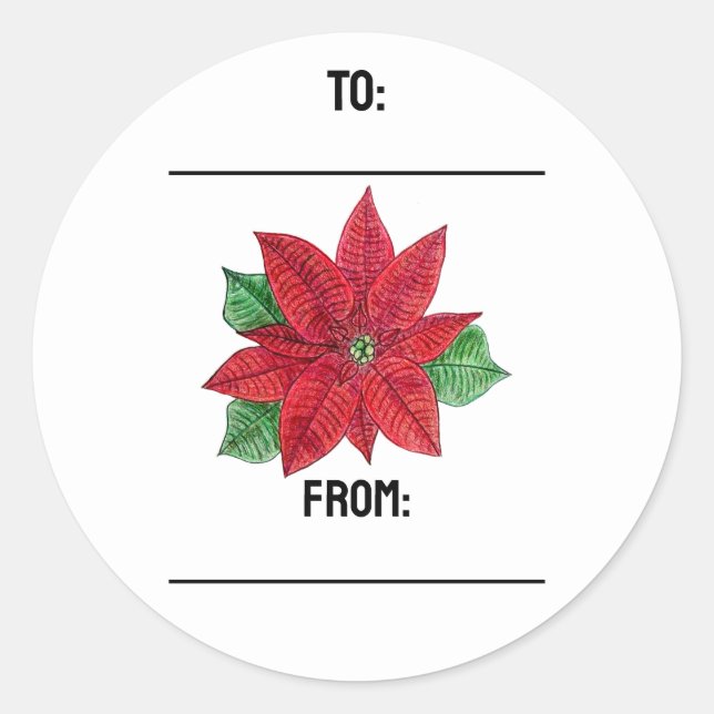 Adesivo Redondo Poinsettia Gifting Stickers (Frente)