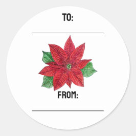 Adesivo Redondo Poinsettia Gifting Stickers