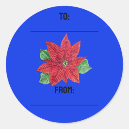 Adesivo Redondo Poinsettia Gifting Stickers - Azul