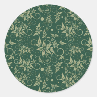 Adesivo Redondo Poinsettia sobre o fundo verde