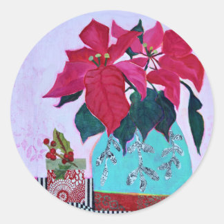 Adesivo Redondo Poinsettia Sticker