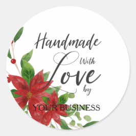 Adesivo Redondo Poinsettias and Quote for Crafts Articles Handmade