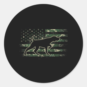 Adesivo Redondo Pointer Alemão de Cabelo Curto Camo Bandeira Ameri