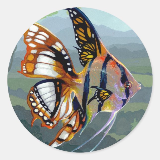 Adesivo Redondo "Poissons Volants : Étude I" Sticker (Frente)