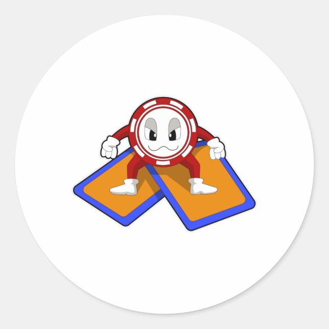 Adesivo Redondo Poker chips with Poker cards (Frente)