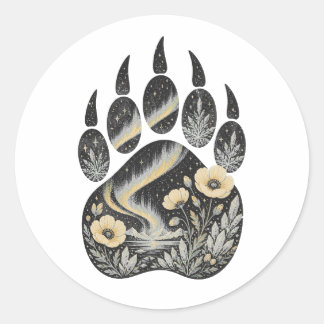 Adesivo Redondo Polar Bear Botanical Footprint Nature Sticker