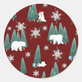 Adesivo Redondo Polar Bear Christmas Sticker