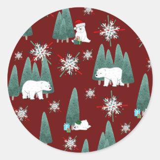 Adesivo Redondo Polar Bear Christmas Sticker
