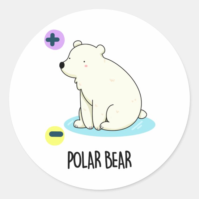 Adesivo Redondo Polar Bear Engraçado Ciência (Frente)