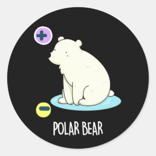 Adesivo Redondo Polar Bear Funny Science Pun Dark BG