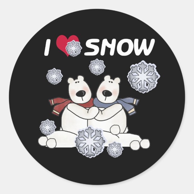 Adesivo Redondo Polar Bear Hug Love Snow Winter (Frente)