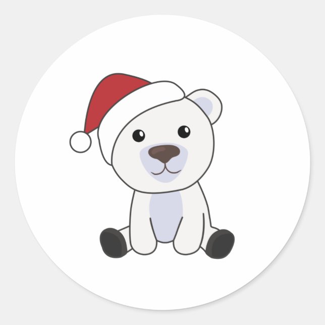 Adesivo Redondo Polar Bear Natal Neve Inverno Polar (Frente)
